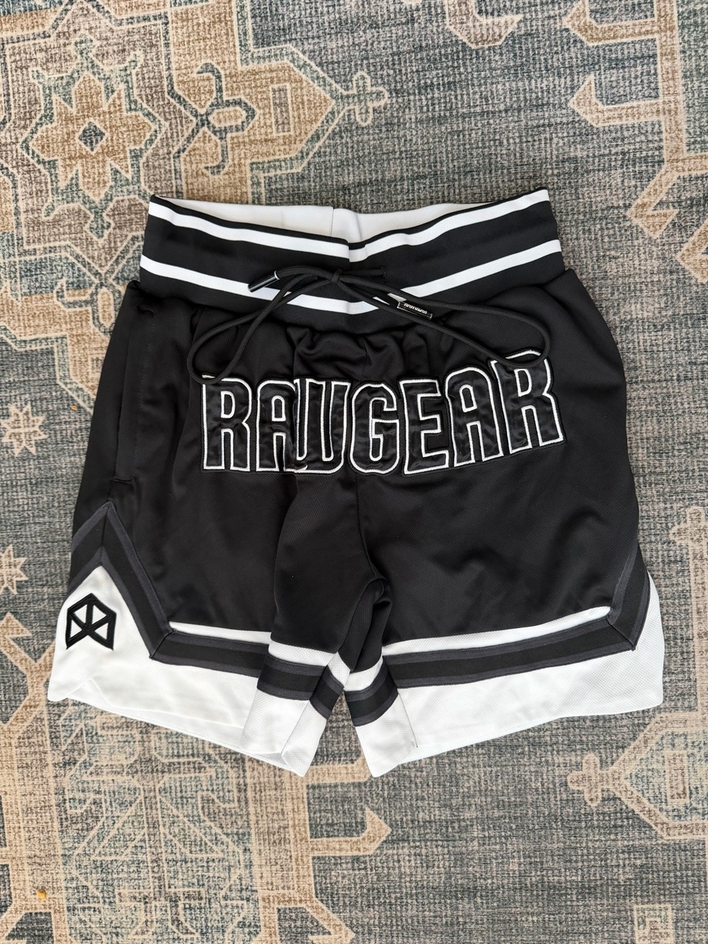 Men's Black Rawgear Shorts with White Stripe Trim